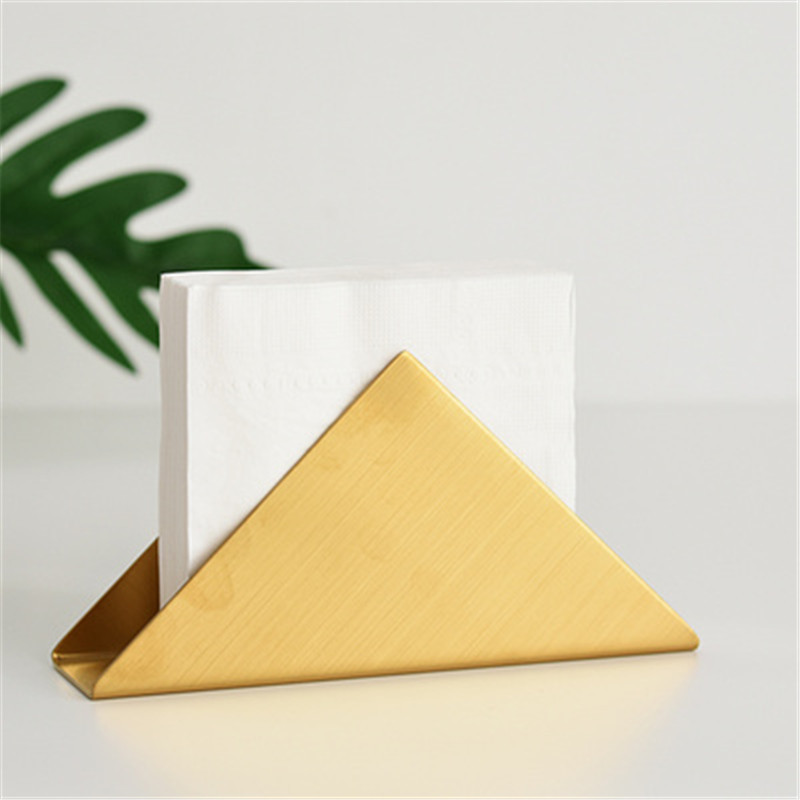 北欧金色纸巾座三角形纸巾架立式纸巾夹酒店西餐厅餐巾架抽纸巾盒