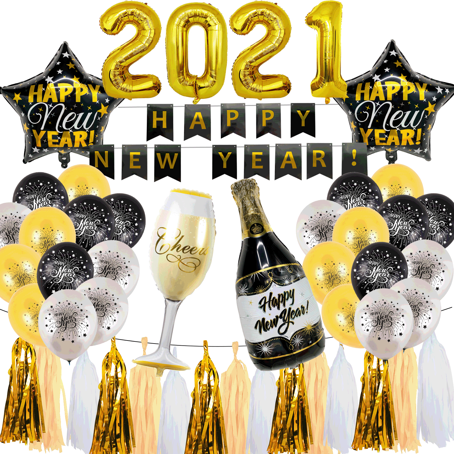 新款16寸数字铝膜气球2021新年气球公司年会商场布置装饰气球定制