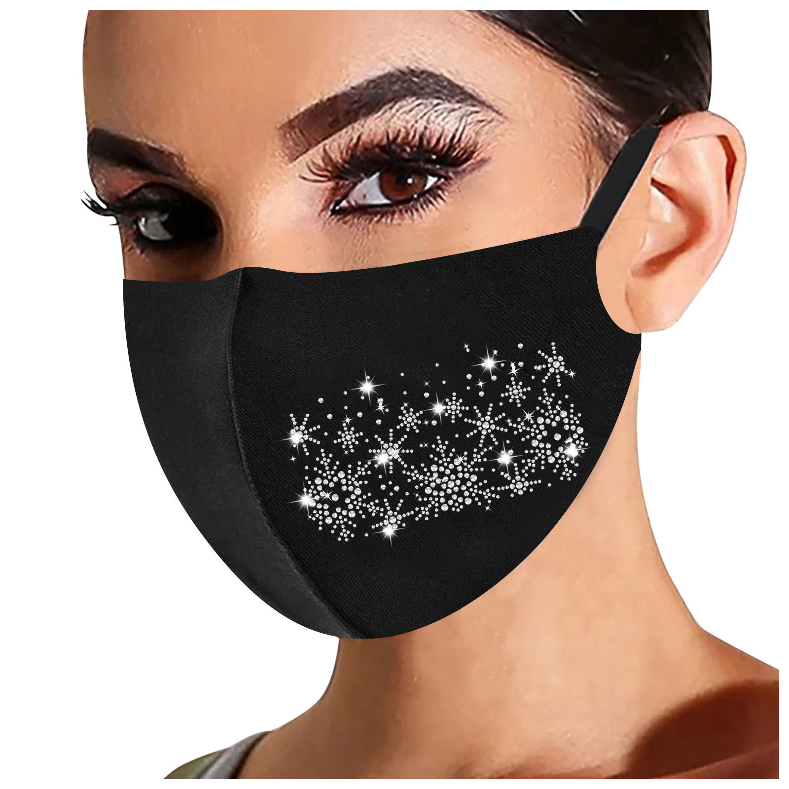 跨境闪钻水钻口罩明星时尚达人夜店派对个性定制钻石水洗口罩