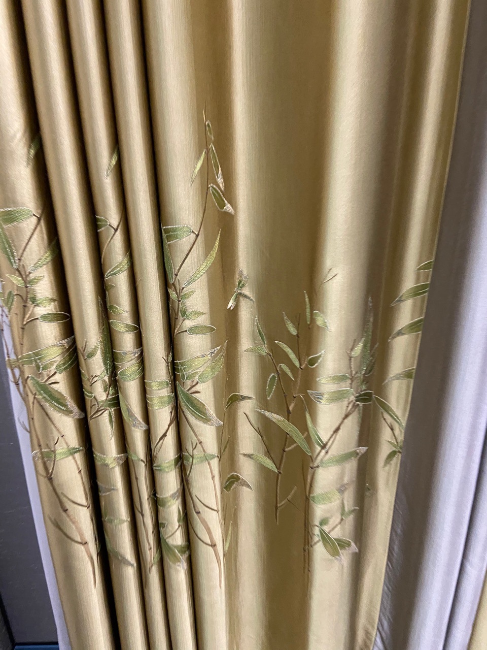 2020年新款中式刺绣高精密竹子窗帘清新淡雅落地客厅书房仿真丝
