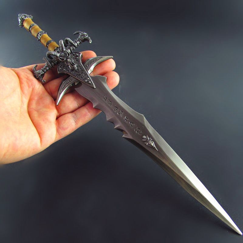 魔兽世界游戏周边 wow巫妖王霜之哀伤龙骨剑27cm全金属刀剑模型