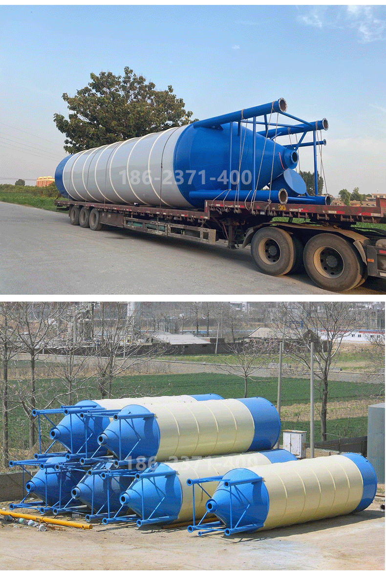 混凝土搅拌站干粉砂浆移动免基础储蓄仓50 60 80 100吨卧式水泥罐