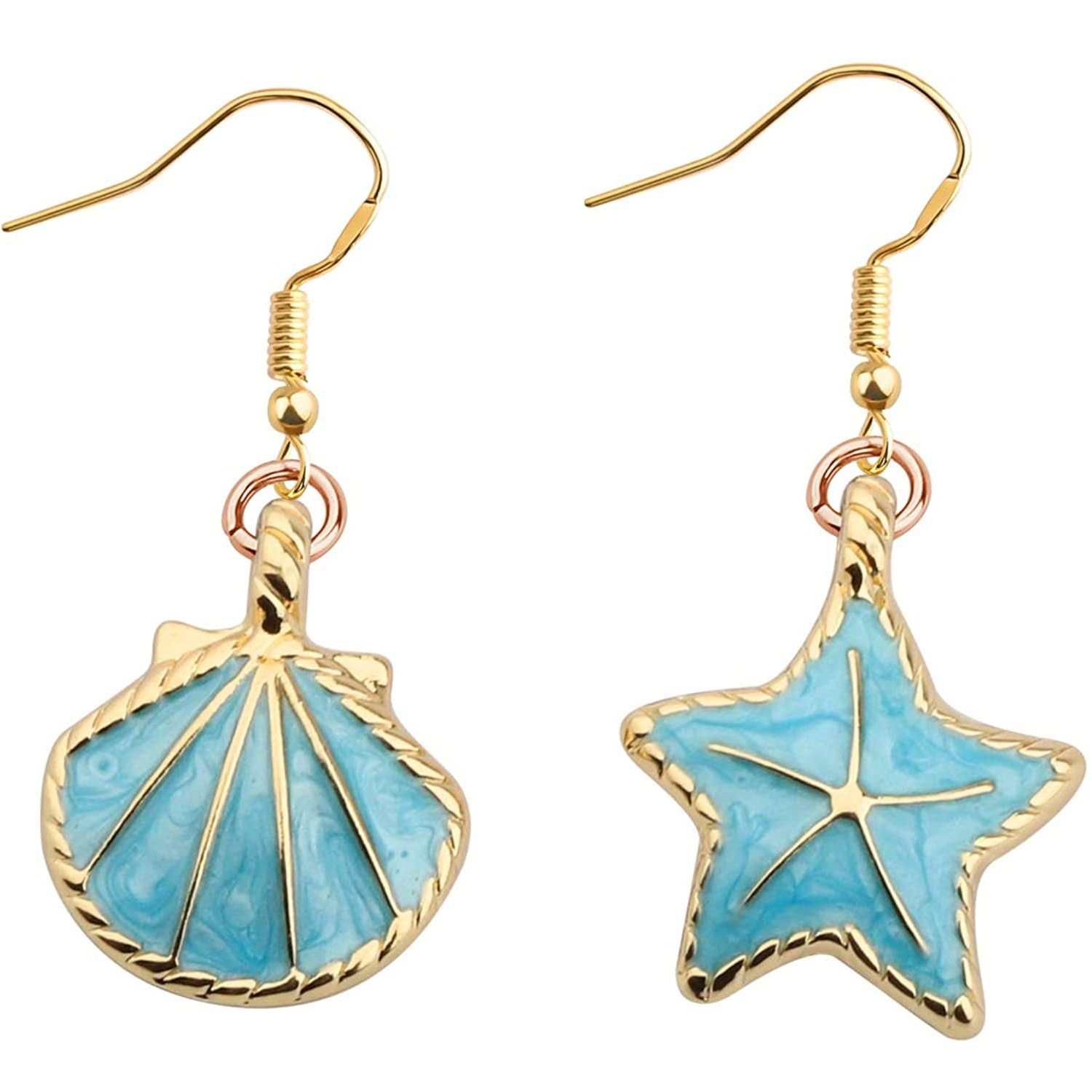 欧美外贸 夏季沙滩饰品 贝壳 海星耳环 海洋生物可爱韩版文艺耳钉