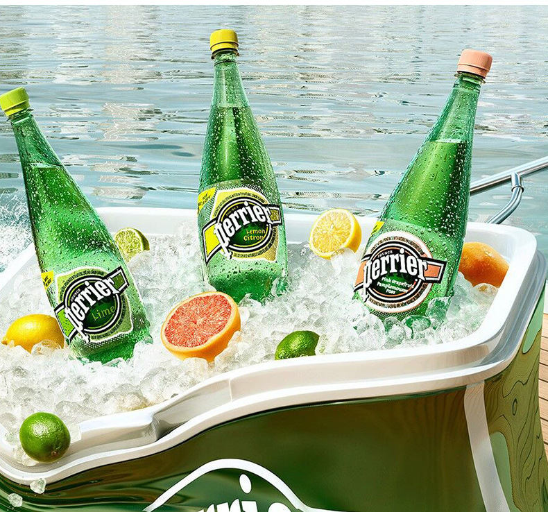 perrier巴黎水塑料瓶500ml*24瓶整箱含气矿泉水法国进口气泡水