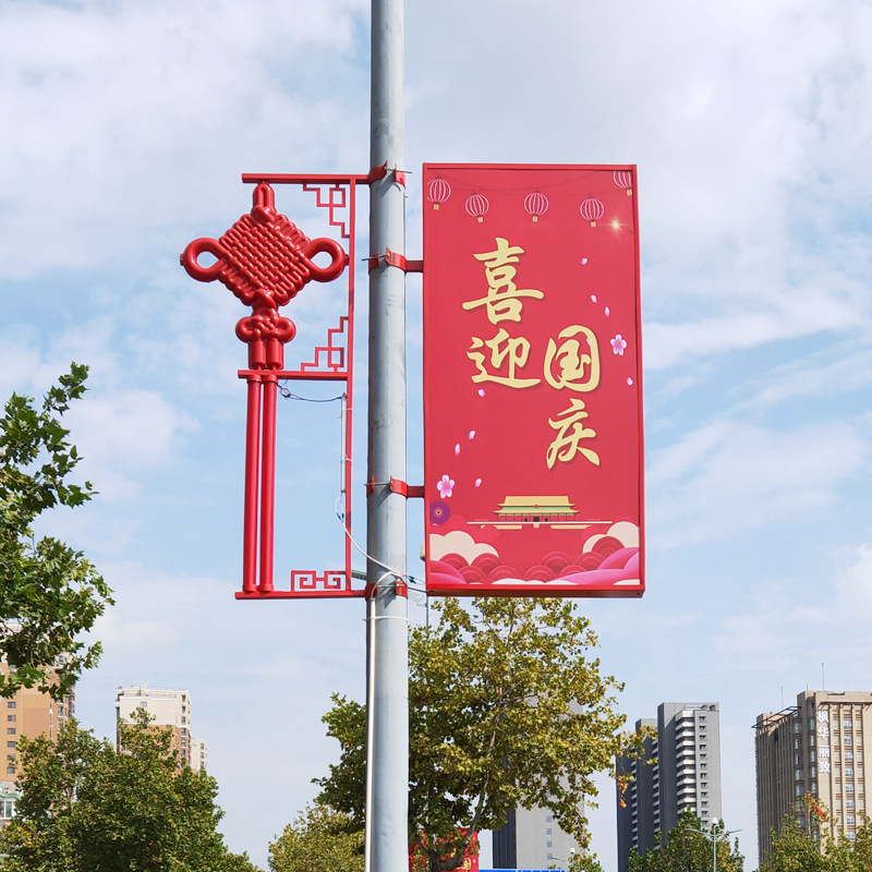 灯杆灯箱发光中国结灯杆宣传牌道旗灯箱灯杆道旗路灯广告牌厂家