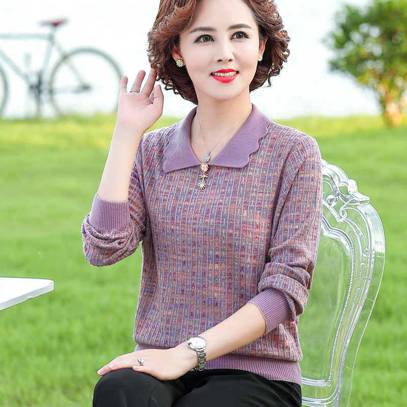 妈妈秋装针织衫上衣2020新款50岁中老年女装春秋洋气高贵长