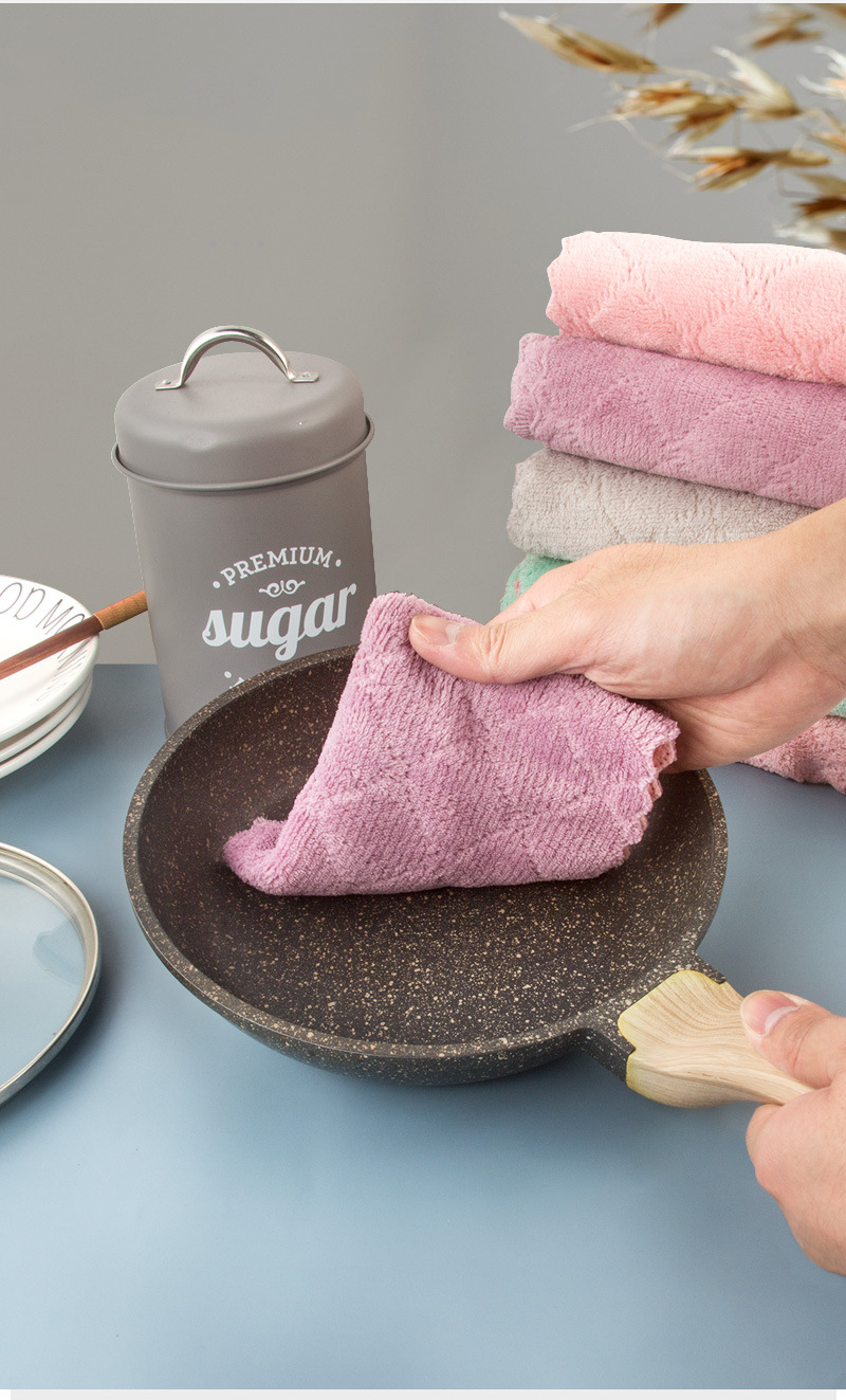 洗碗布百洁布洗碗毛巾清洗碗碟布 去油污神器 珊瑚绒干湿两用清洁