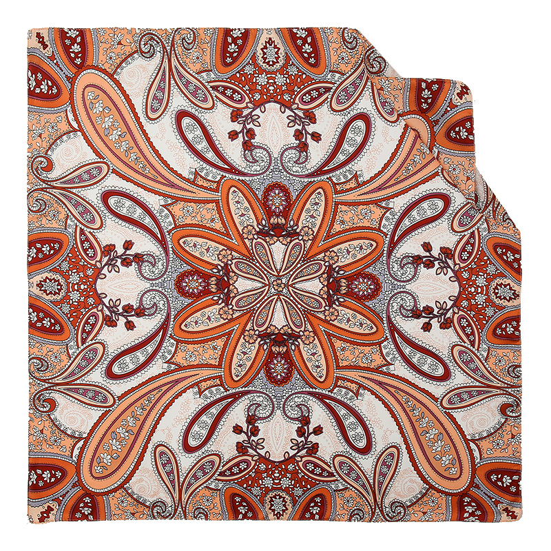 高禾 简约民族风大腰果花纹70小方巾 百搭韩版头巾 职业领巾丝巾