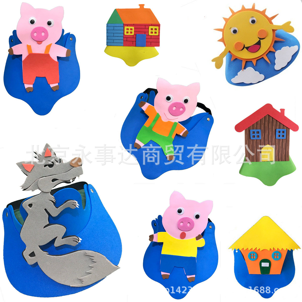 三只小猪盖房子动物头饰 大灰狼幼儿园表演道具化妆舞会游戏面具