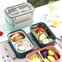 网红304不锈钢保温饭盒双层带餐具便携午餐盒上班成人带饭便当盒