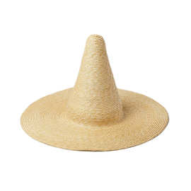 欧美复古长尖顶大檐麦秆草巫师帽魔法师帽舞台走秀表演凹造型草帽