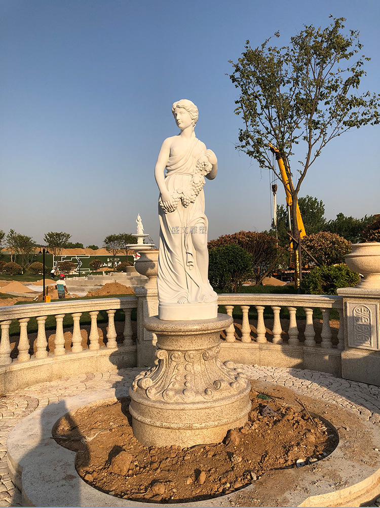 石雕西方人物雕塑汉白玉欧式天使广场女性石像定制外国四季女神像