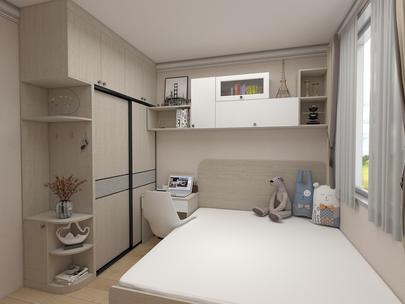 儿童房家具 多功能组合衣柜书柜书桌  榻榻米飘窗全屋