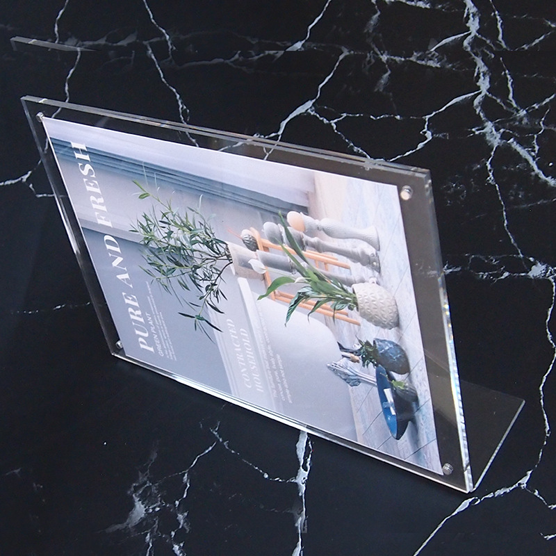 亚克力l型强磁亚克力展示夹 亚克力桌台牌夹层纸展示牌价格牌