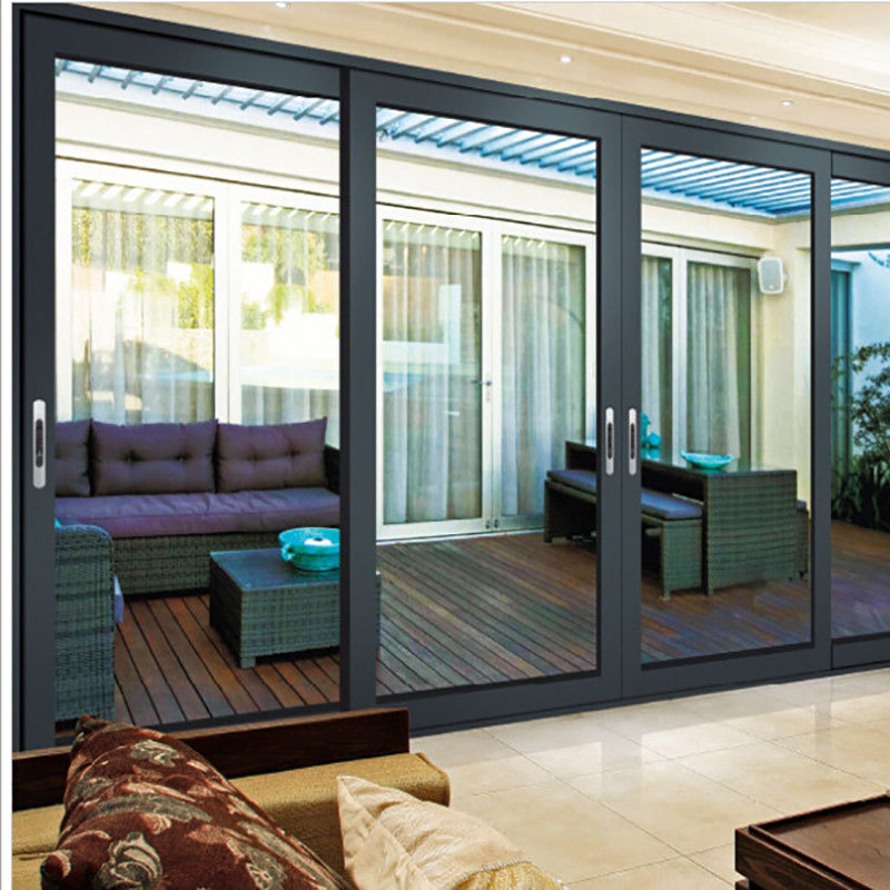 厂家直销200重型四推拉门阳台客厅隔断门钛合金钢化玻璃地轨移门