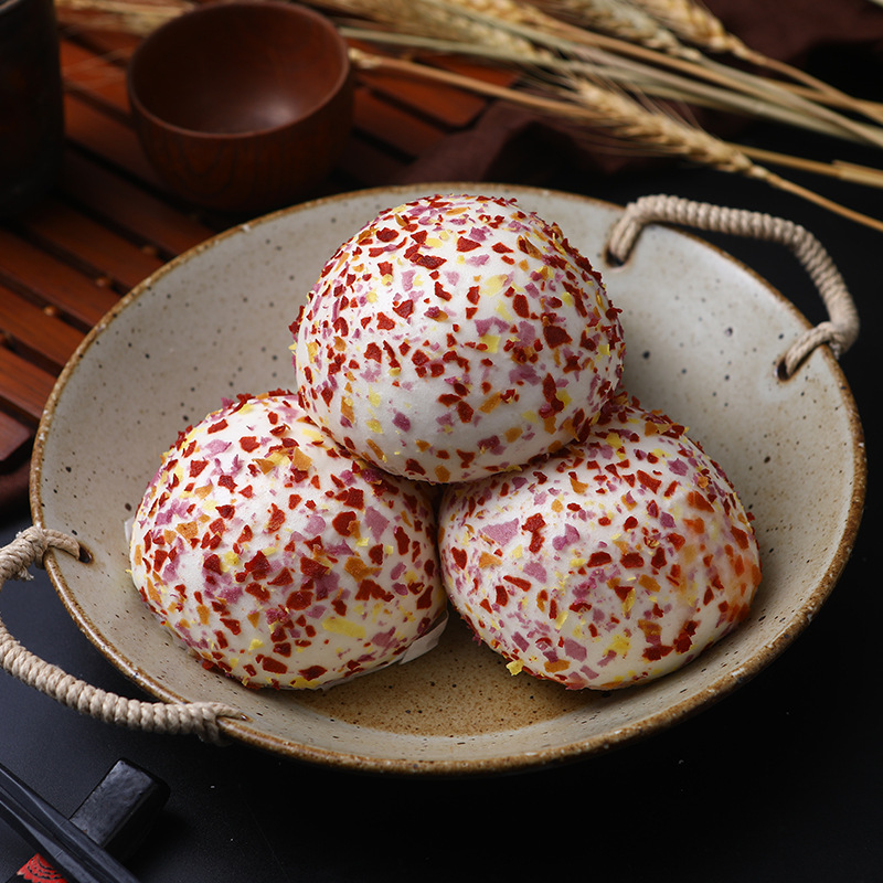 七彩燕麦包广式速冻包子点心茶楼酒店包点燕麦流沙包速食早餐食品