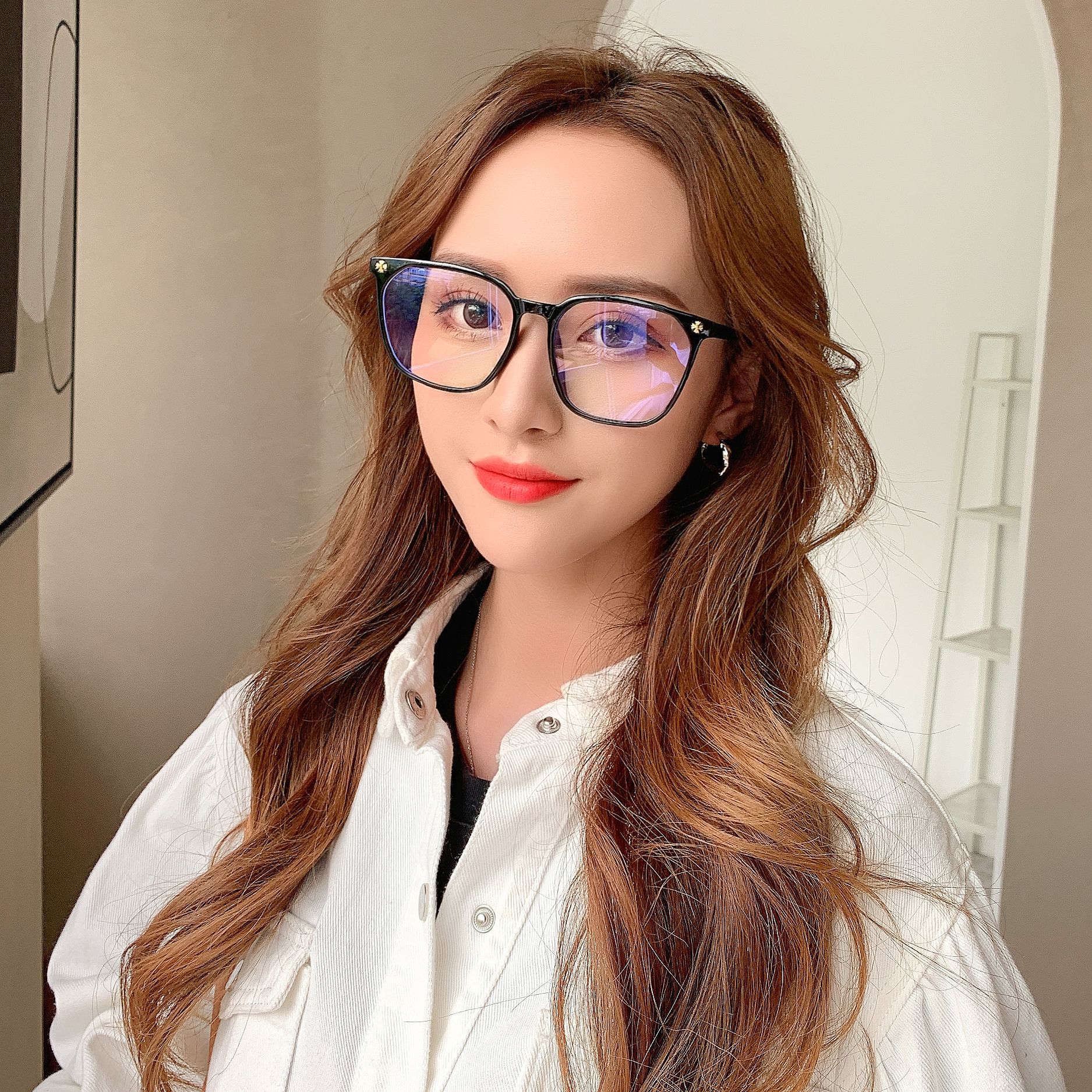 2021新款tr90防蓝光眼镜框大框瘦脸全框平光镜男女学生近视电脑镜