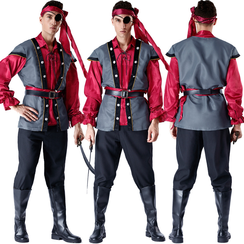万圣节服装cosplay杰克船长男海盗衣服加勒比海盗强盗演出舞台装