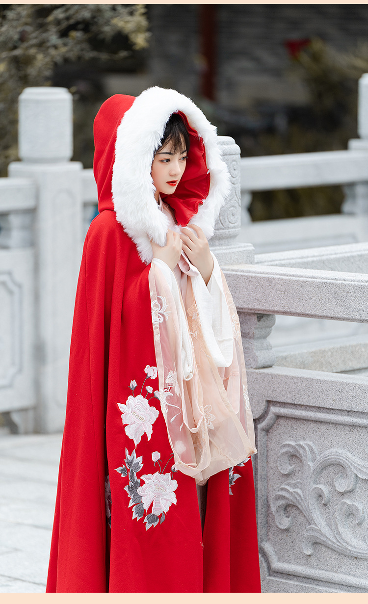 9231#中国风斗篷长款汉服女古风披风汉服斗篷冬款加绒加厚斗篷式