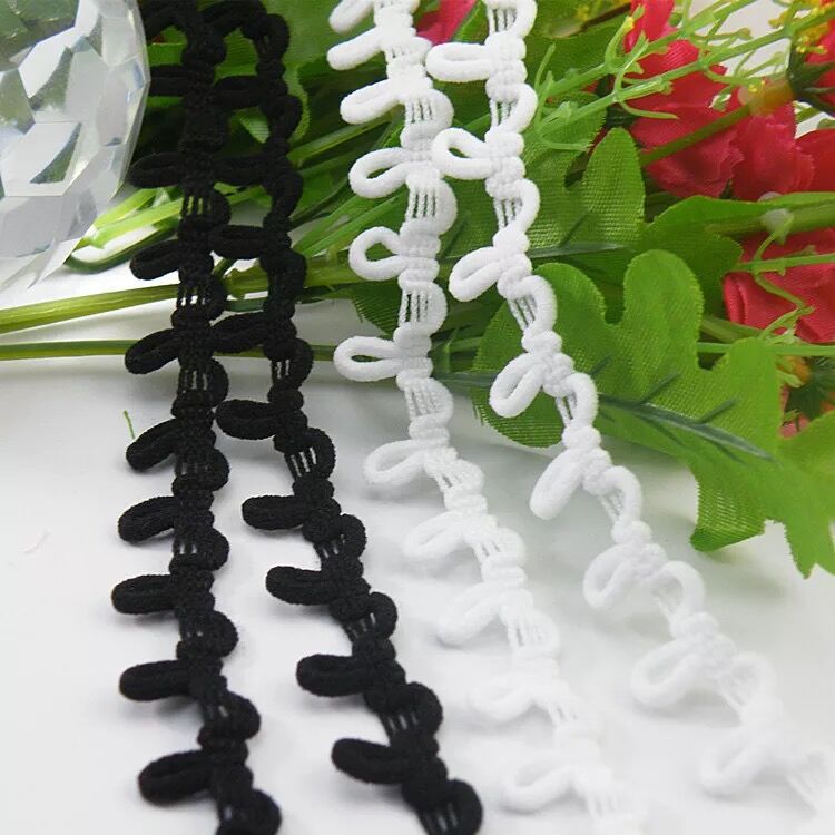 Black and White Elastic Elastic Elastic Band Button Buckle Loop Fur Collar Elastic Buckle Ear Clip Nose Lace Elastic Band Can Be Dyed