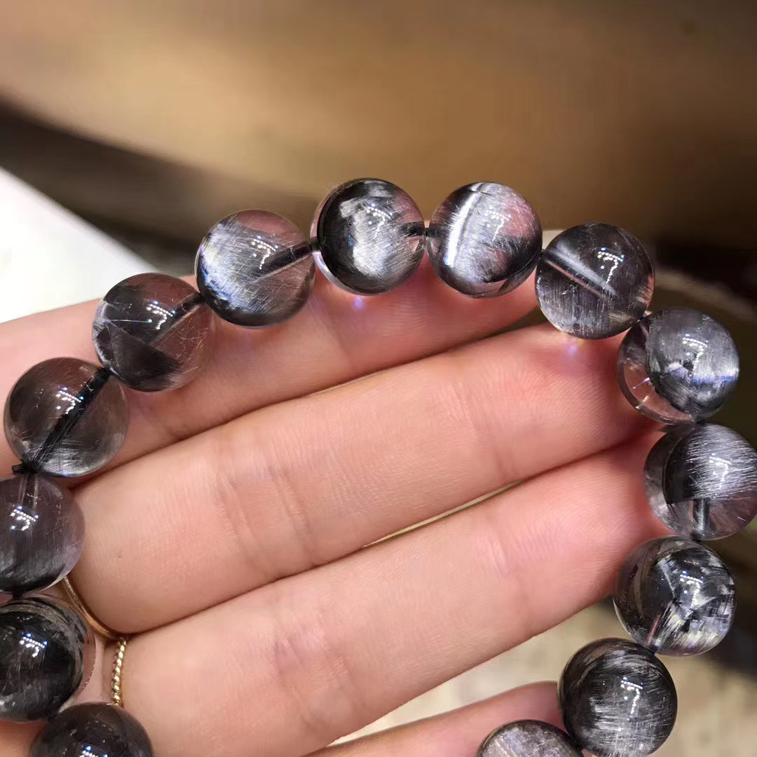 福盛源珠宝水晶黑银钛手链简单民族风大方男女款手串饰品厂家批发