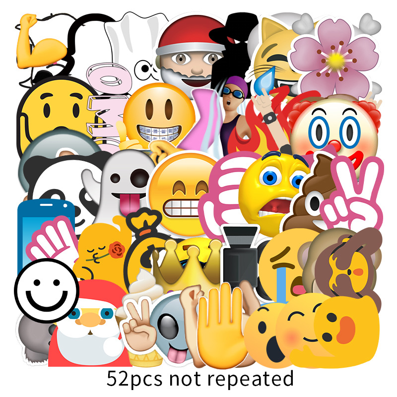 52张卡通enjoy表情符号装饰贴纸 行李箱汽车机车防水不干胶贴纸