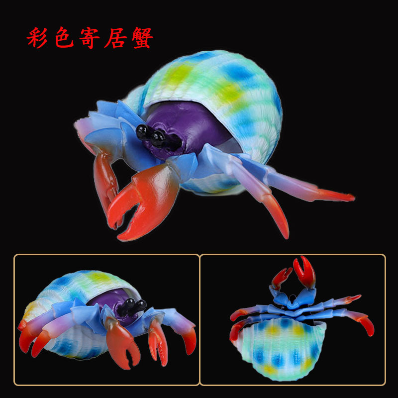 仿真实心海洋海底生物玩具动物模型螃蟹寄居蟹摆件男女孩礼物