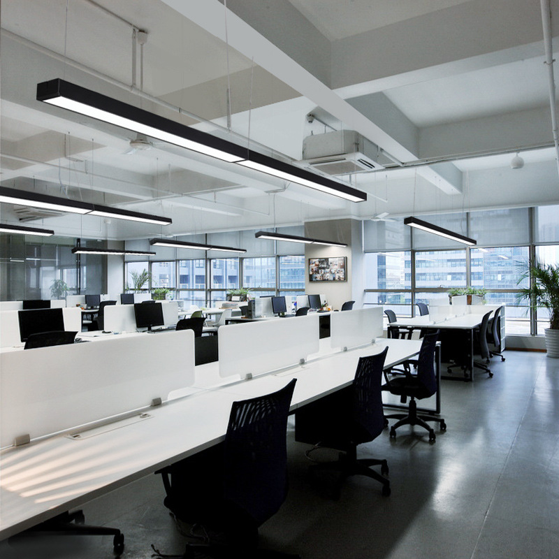 办公室led长条吊线灯拼接线条灯方通灯健身房商场超市吸顶造型灯