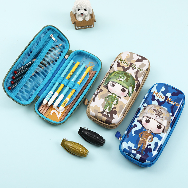 乐知源笔袋男学生铅笔盒儿童eva军迷文具盒3d大兵迷彩笔盒男孩包