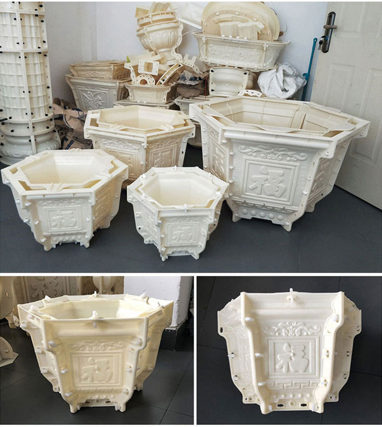 水泥花盆模具欧式自制盆景六角形模子包邮塑料模型塑钢混泥土磨具