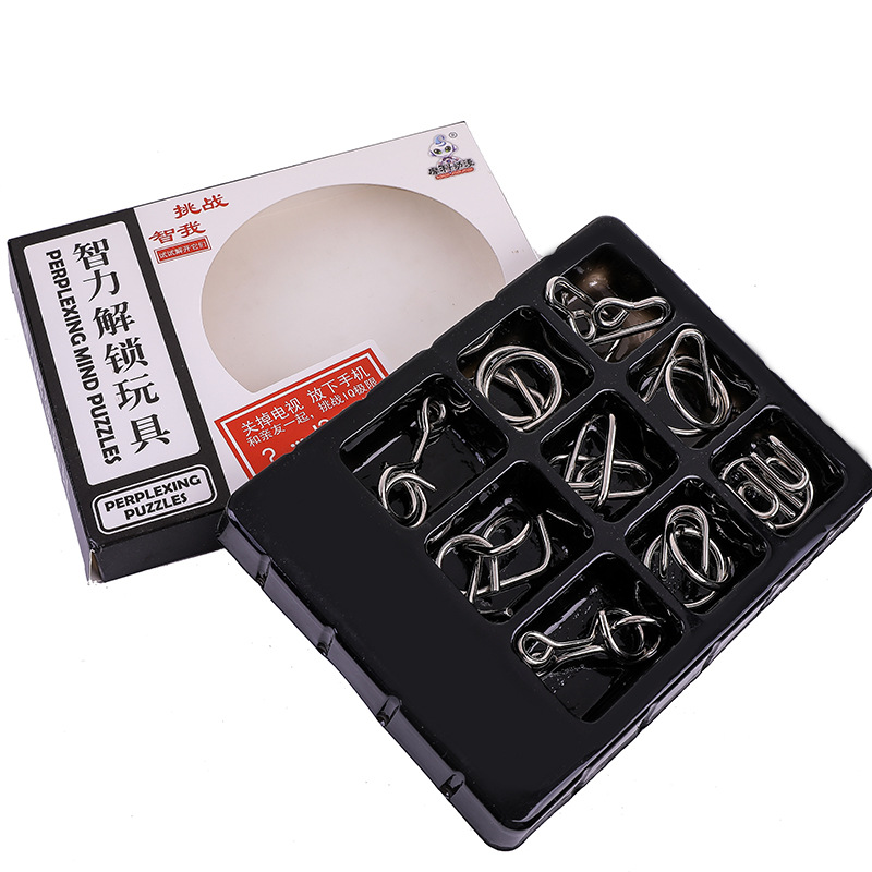 Intellectual Looping-off Metal Intelligence Knot 12-Piece Educational Toys Student Adult Leisure Entertainment Decompression Pressure Reduction Toy