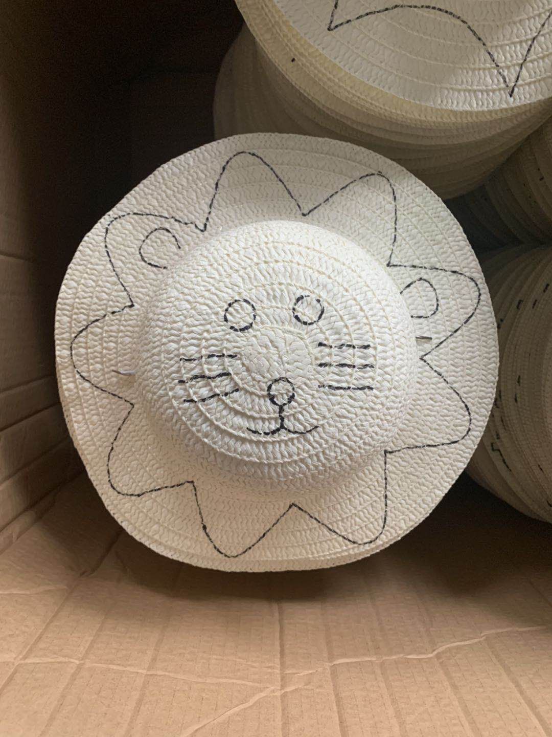 儿童绘画草帽diy手绘帽子填色空白帽子幼儿园涂鸦手工美术材料