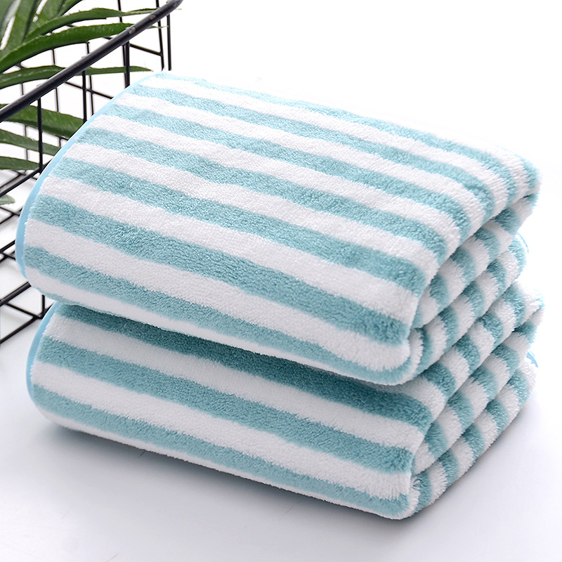 珊瑚绒经编彩色条纹成人洗脸毛巾 35*75cm柔软家用日用品礼品毛巾