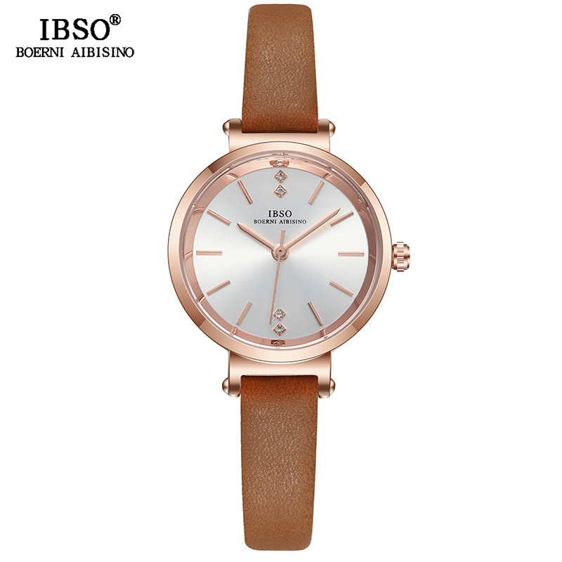 Ibsol New Fresh Student Waterproof Women's Watch Leather Belt Quartz Stone Yingqiaoshang Korean Style Women's Watch