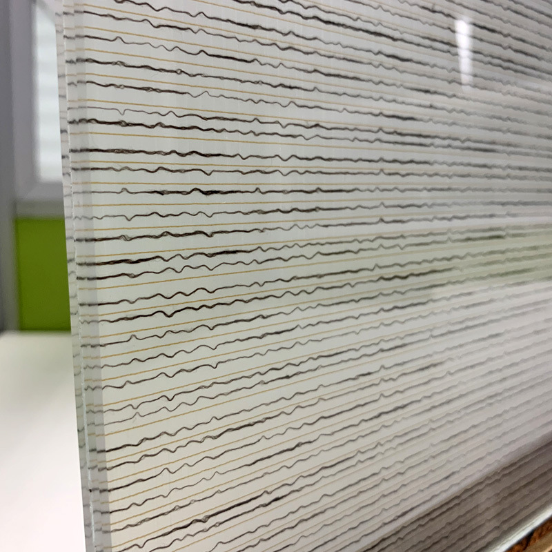 夹绢玻璃精磨边钢化 夹丝艺术安全玻璃办公室屏风隔断 来样定制-佛山