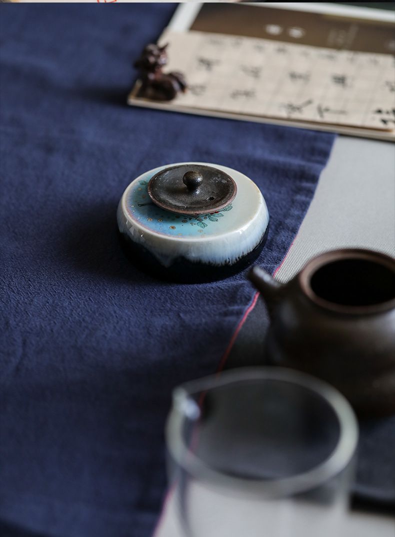 景德镇手绘陶瓷盖置花鸟人文陶瓷壶盖托搁置茶道摆件功夫茶具配件