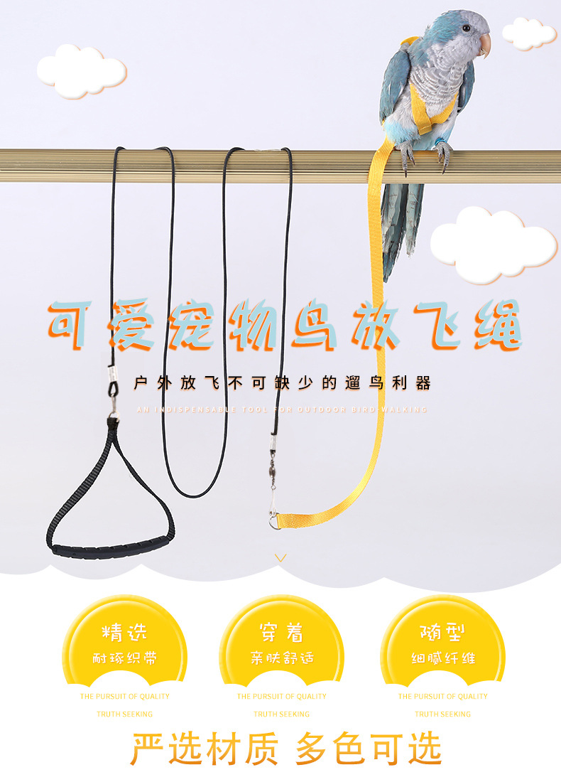 跨境鹦鹉放飞绳飞行绳外出遛鸟绳训练绳牵引绳宠物鸟用