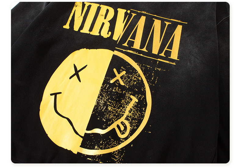 be男装|2020秋季nirvana涅盘摇滚渐变外套高街复古潮牌圆领卫衣男