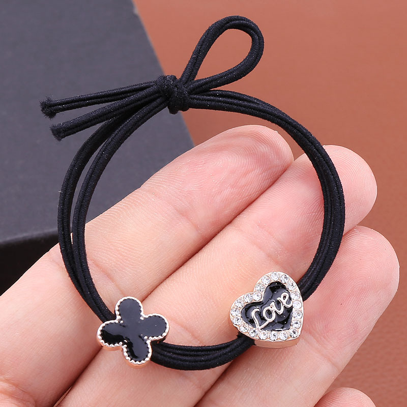 韩版滴油幸运草双圈头绳扎头发打结发绳皮筋发圈小清新高弹力发饰