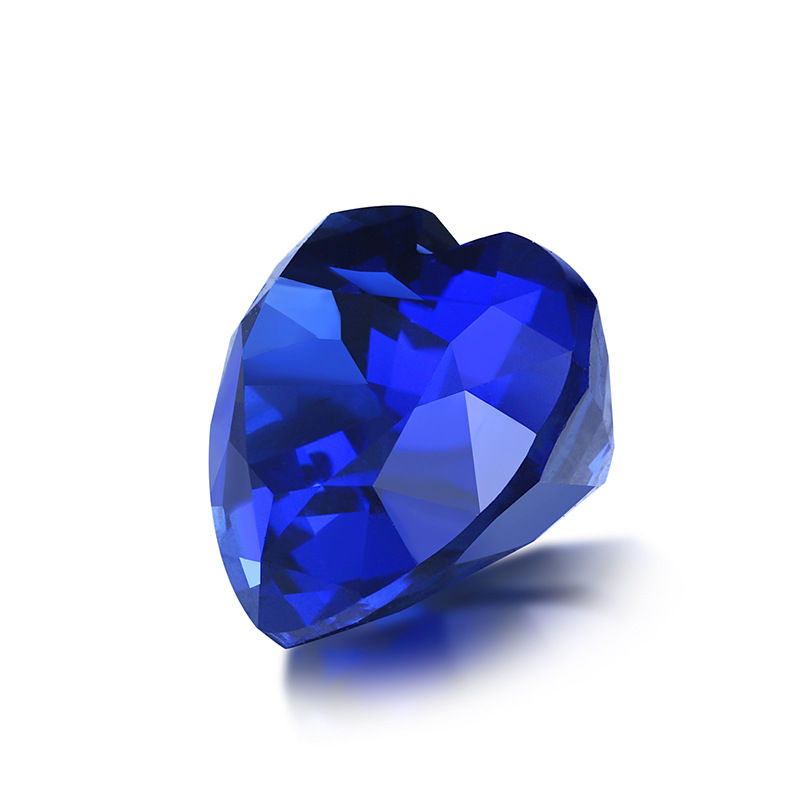 anster心形培育蓝宝石1克拉裸石澳洲再生蓝宝石皇家18k金戒指异形