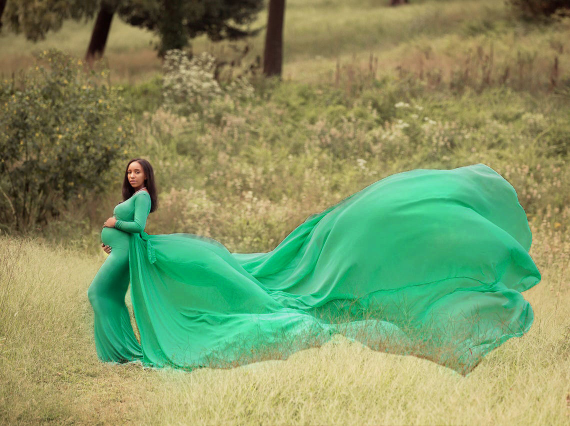 欧美女装雪纺孕妇飘飘披风拖尾装饰配裙摄影超长飘逸披风1115