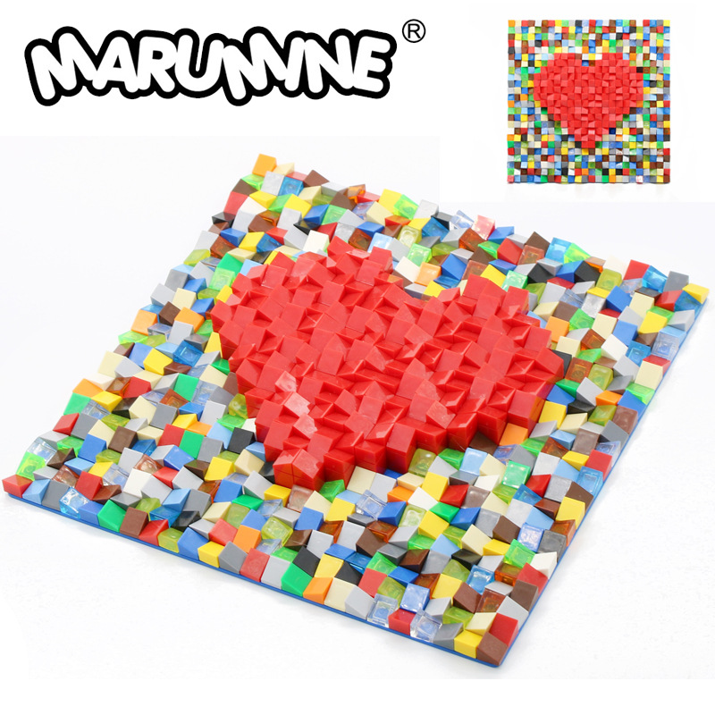 立体爱心小颗粒积木50746 diy创意拼图 心形像素画摆件自拼641pcs