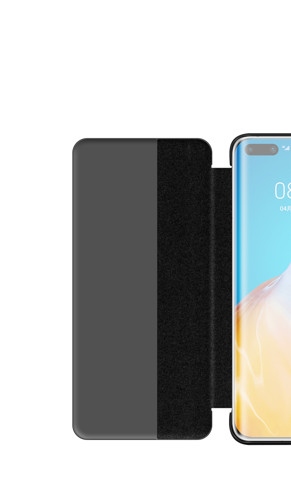 适用于华为p40荔枝纹真皮智能免翻盖手机皮套 p40 pro 牛皮保护套