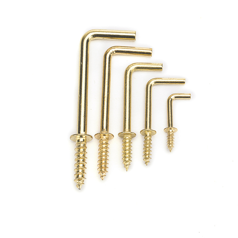 Copper Plated Seven-Word Hook Self-Tapping Screw Straight Angle Hook 7-Word Screw 7-Word Hook Picture Frame Hook Screw L-Shape Screw