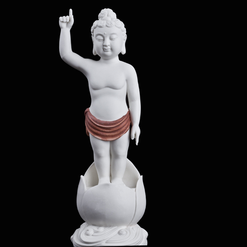 中式家居客厅玄关风水供奉摆件德化白瓷艺术品释迦牟尼佛太子浴佛