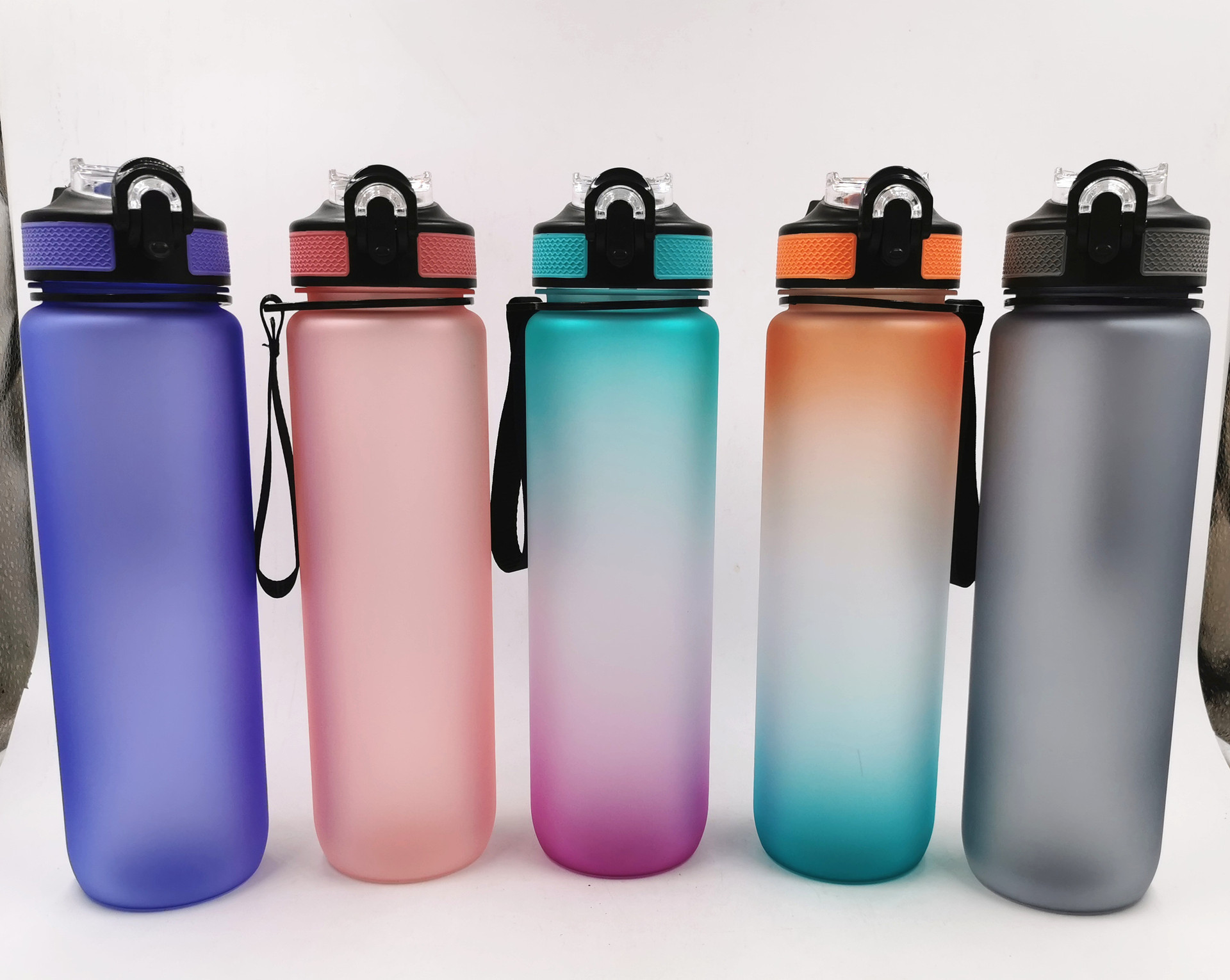 现货亚马逊热销tritan水杯渐变弹跳杯1000ml大容量水杯太空杯外贸