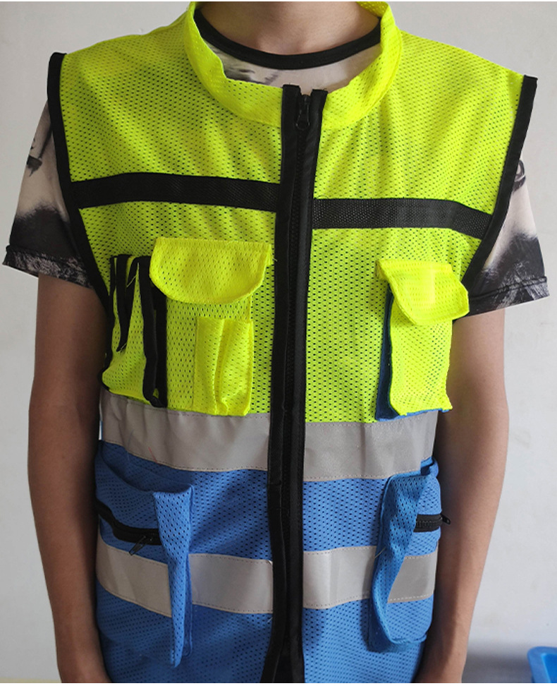 反光背心施工马甲执勤反光衣夜间警示服高亮骑行网眼背心定制批发