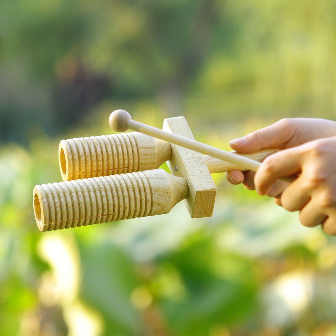 sy-76奥尔夫打击乐-木质高低梆子双响筒早教音乐两音梆子乐器批发