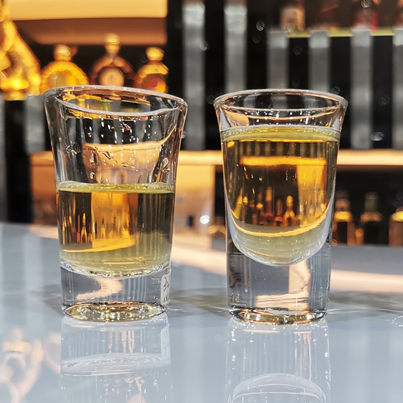 无铅玻璃子弹杯小白酒一口杯shot伏特加烈酒杯刻度酒盅分酒器套装