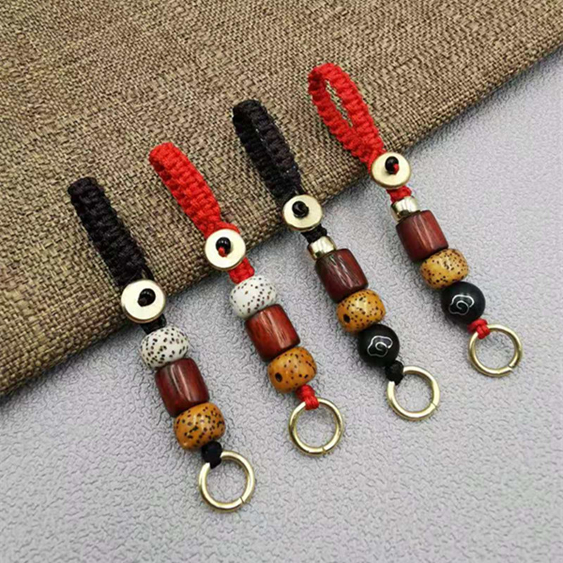 古风黄铜汽车钥匙扣挂件手工编织星月小铜器挂绳网店景区地摊货源